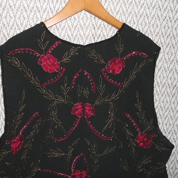 Embroidered Floral Beaded Sleeveless Blouse Evening Holiday size 24W New - Picture 8 of 13